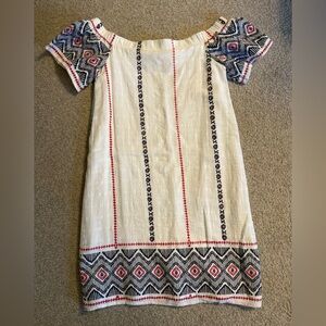 Bohemian Embroidered Dress with Geometric Patterns